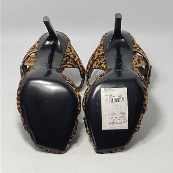 Saint Laurent Tribute 105MM Leopard-Print Calf Hair Sandals - Picture 13 of 13